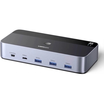 UGREEN 2-портов DisplayPort превключвател за компютри и монитори - Ugreen AK700 KVM 2-Port DisplayPort 8K 60Hz Switch Box (тъмносив) (AK700 (UGR5762))