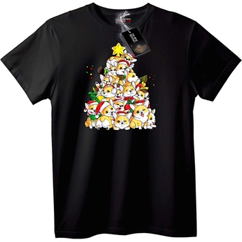 NOONEBRAND Тениска Корги Коледна Елха - M, White