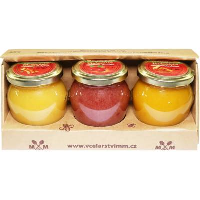 Včelařství M+M medové krémy rakytník kurkuma brusinka 3 x 250 g