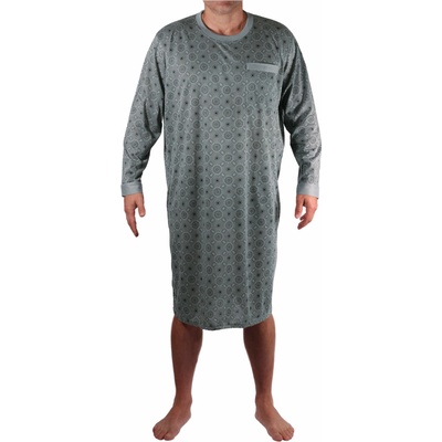 New Fashion Dobra pánska nočná košeľa dlhý rukáv svetlošedá