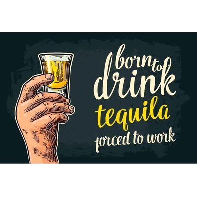 Ceduľa Born To Drink Tequila - Porced To Work