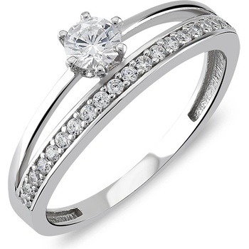 Lillian Vassago Dvojitý prsteň z bieleho zlata so zirkónmi LLV06 GR059