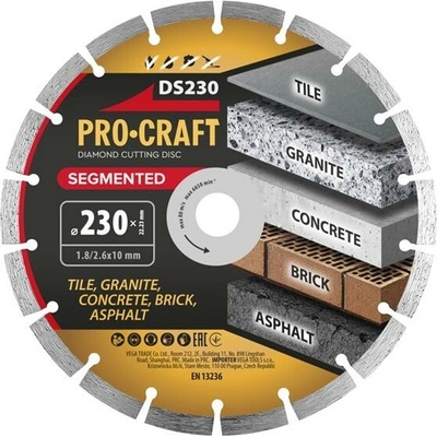 Procraft Diamantový rezný kotúč 230 mm DS230