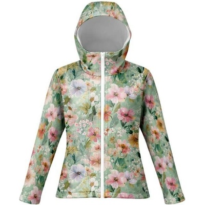 Takoy Panel se střihem 56 dámská softshell bunda SPORT květiny green romantic - jarní softshell-NS-27603