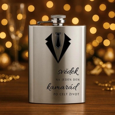 Placatka pro svědka smoking s kravatou stylový dárek pro kamaráda Stříbrná - kamarád