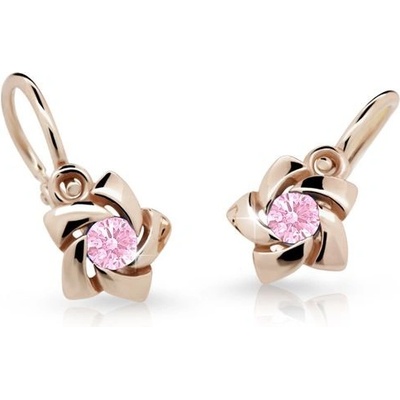 Danfil dětské náušnice C2201 z růžového zlata s kamínkem Pink zapínání brizura