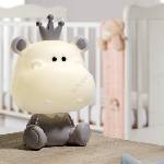 Onli - led димируема детска нощна лампа puppies led/3w/230v 25 см хипопотам/сива (ol0597)