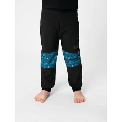 Dětské softshellové kalhoty Promaledobrodruhy s fleecem black petrol