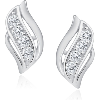 Lunica stříbrné náušnice se zirkony 0094