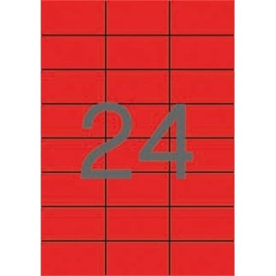 Etikety, 70x37 mm, farebné, APLI, červené, 2400 etikiet bal