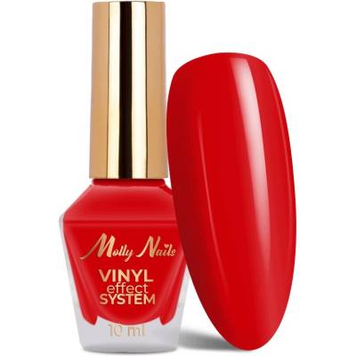 Klasický lak na nehty MOLLYNAILS 10ml Vinyl Effect System Fire Red