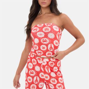 I Saw It First Printed Bandeau Top - Red