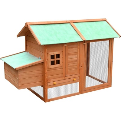vidaXL Klec pro kuřata 170 × 81 × 110 cm masivní borovice a jedle, hnědá a zelená 9799.170644