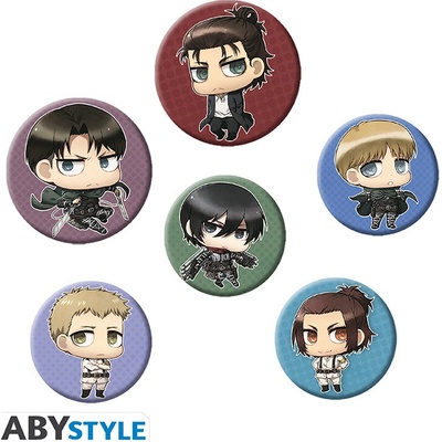 ABYstyle Sada odznaků Chibi postavy Attack on Titan