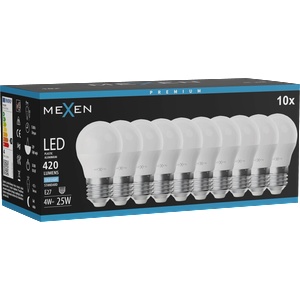Mexen Nova 10x LED Крушка E27, G45, 4W, Студена - 6500K, 420 lm - L101-E27-0465-01x10 (L101-E27-0465-01x10)