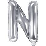 PartyDeco Балон от фолио Mini - Буква N 35см сребърен