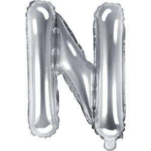 PartyDeco Балон от фолио Mini - Буква N 35см сребърен