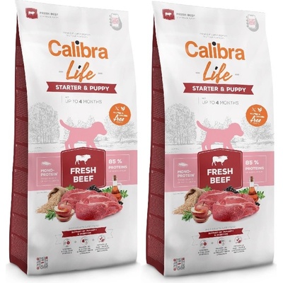Calibra Dog Life Starter & Puppy Fresh Beef 2 x 12 kg