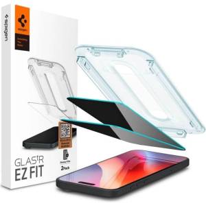 Spigen Затъмняващ Протектор за iPhone 17 Pro, Spigen Privacy Glas. tR EZ Fit 2бр. , Черен (AGL07929)