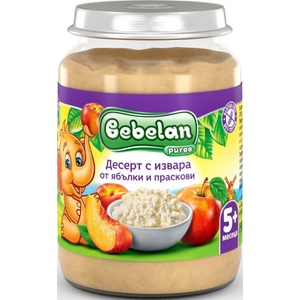 Bebelan пюре праскови и ябълки с извара - 190 г
