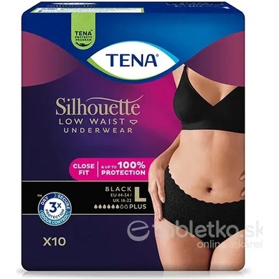 TENA Silhouette Plus Low Waist Black L Dámske inkontinenčné nohavičky 10 ks