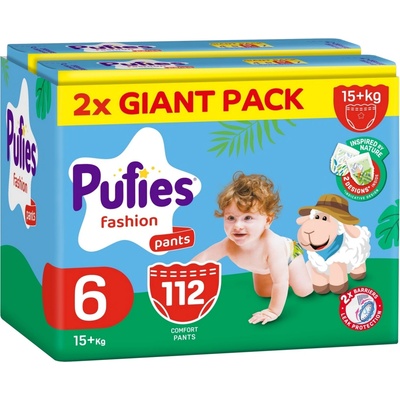 pufies Пелени гащи Pufies Fashion - Размер 6, 112 броя, 15+ kg, Giant Pack (54000224)