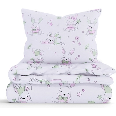 MKLuzkoviny.cz Renforcé do postýlky Králíčci růžové 100 x 135 cm 40 x 60 cm – Zboží Dáma