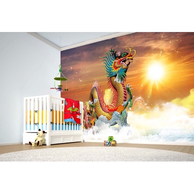 DIMEX ART Самозалепваща се флизелинова фототапета дракон при залез слънце 375 x 250 см