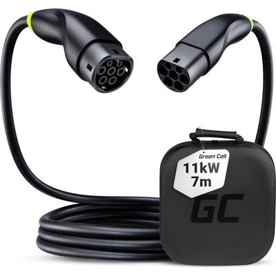 Green Cell EVKABGC04 Snap Кабел Тип 2 за зареждане на EV 11kW 7m за Tesla Model 3 S X Y, Kia EV6, VW ID. 4, ID. 5, BMW i4, iX, Ford Mach-E (EVKABGC04)