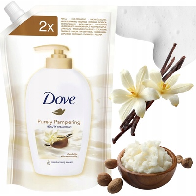 Dove Purely pampering tekuté mydlo s bambuckým máslem a vůní vanilky náhradní náplň 500 ml