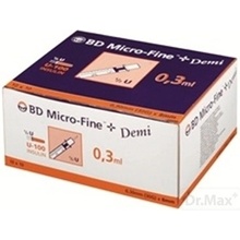 BD Micro Fine + Demi inzulin. striekačka U-100 30 G objem 0,3 ml 10 x 10 ks