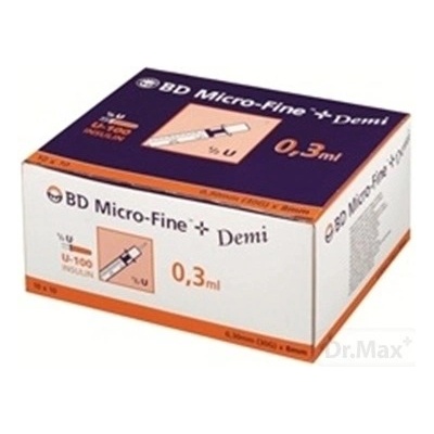 BD Micro Fine + Demi inzulin. striekačka U-100 30 G objem 0,3 ml 10 x 10 ks