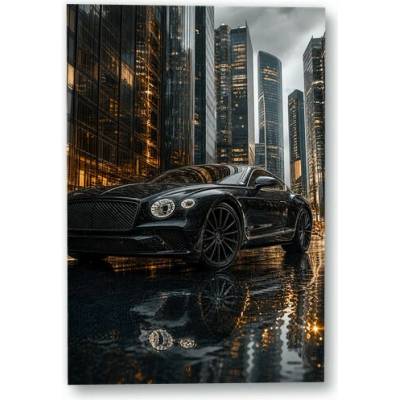 Plakát – Černé luxusní kupé mezi mrakodrapy 90 × 135 cm Bez rámu Ne Bez rámu