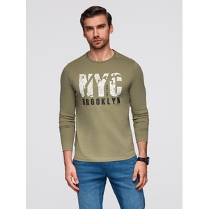 Ombre Clothing Мъжка тениска с градски принт и дълъг ръкав - маслинена V1 OM-LSPT-0131 Ombre Clothing Ombre Clothing | Zelen | МЪЖЕ | S