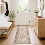 vidaXL Килим с пътека FLORNES Тъкан Екру 100 x 350 cm ПП 7 mm (42057524)