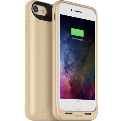 mophie Juice Pack Air - удароустойчив кейс с вградена батерия 2525mAh и безжично зареждане за iPhone SE (2020), iPhone 8, iPhone 7 (златист)