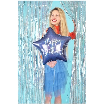 Party Deco FB93 074 Fóliový balón Narodeninová hviezda 40cm Modrá