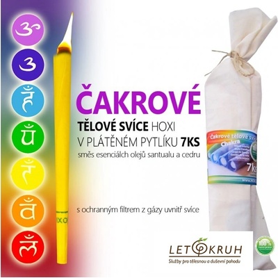 Hoxi Čakrová tělová svíce v plátěném pytlíku 7 ks – Zboží Mobilmania