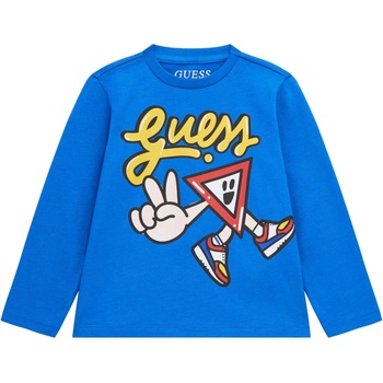 Guess Блуза с дълъг ръкав Guess - С пътен знак, синя, 18 м (N4YI03-K8HM4-G76G-18M)