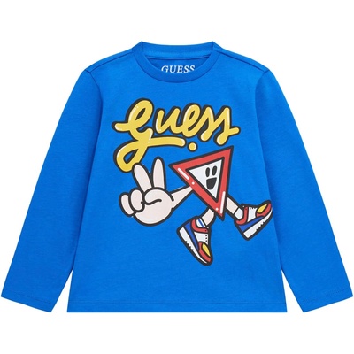 Guess Блуза с дълъг ръкав Guess - С пътен знак, синя, 18 м (N4YI03-K8HM4-G76G-18M)