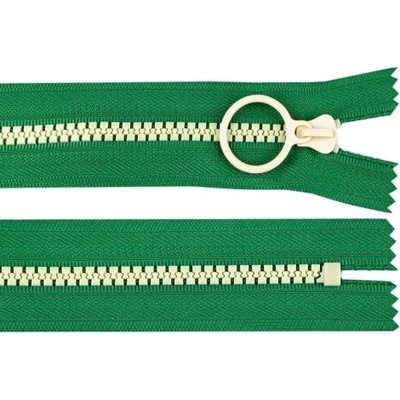 Zip kostěný 20cm - zelený