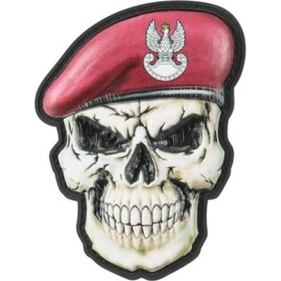 Nášivka M-Tac Lebka v baretu Wojska Powietrznodesantowe 3D PVC - Dark Burgundy