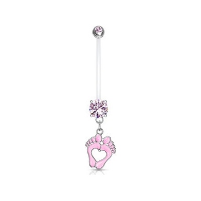 Šperky4U těhotenský piercing do pupíku stopy WP0019-P