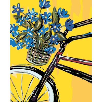 ZUTY Malování podle čísel MODRÉ KVĚTY NA KOLE Rozměr 40 x 50 cm Rámování vypnuté plátno na rám