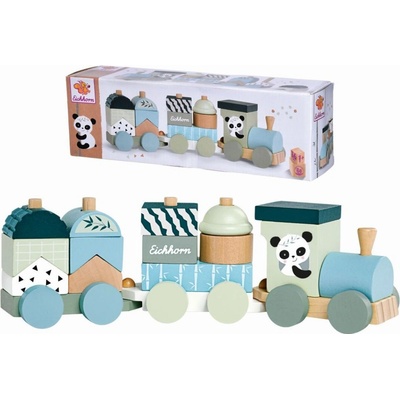 Eichhorn vláček s kostkami Wooden Train lokomotiva s 2 vagony 16 dílů