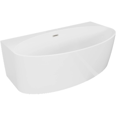 Mexen Bruna свободно стояща вана прилежаща към стена 150 x 82 cm, бял блясък, преливник четкан никел - 52731508200-97 (52731508200-97)