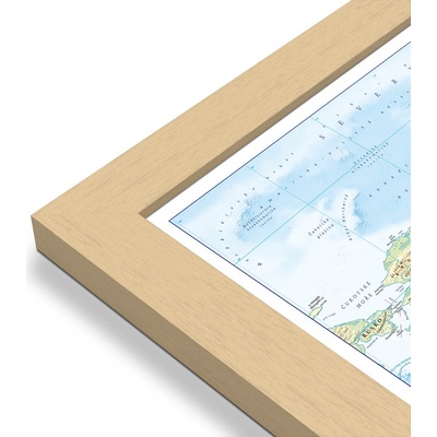 Excart Maps Svět - nástěnná zeměpisná mapa 196x138 cm (ČESKY) Varianta: mapa v dřevěném rámu, Provedení: Pegi přírodní