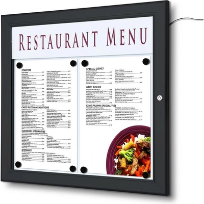 StandMar Venkovní menu vitrína SCZ – uzamykatelná, s logem vitríny-varianty: 2 x A4, na šířku, černý, osvětlení