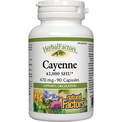Natural Factors Herbal Factors Cayenne, 470 mg, 90 капсули, Natural Factors