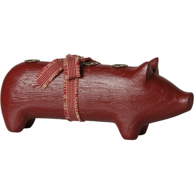 Maileg Dřevěný svícen Wooden Pig Advent Medium Red